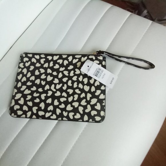 Ann Taylor Heart Animal Print Zip Wristlet Pouch - Picture 2 of 8